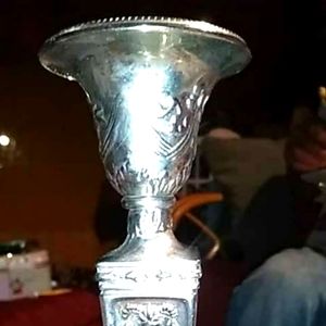 Antique vintage British 10" Silveted candlesticks Adore W/ Rare Ram Heads